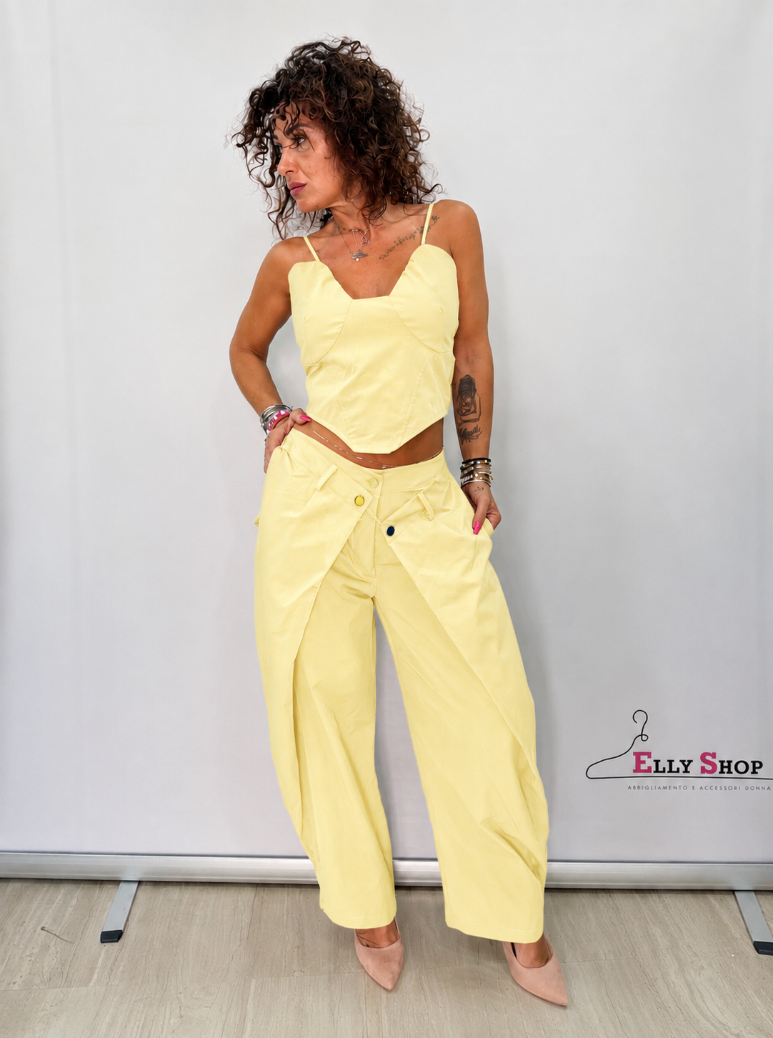 Completo Japan Donna Top Corsetto e Pantalone Palazzo