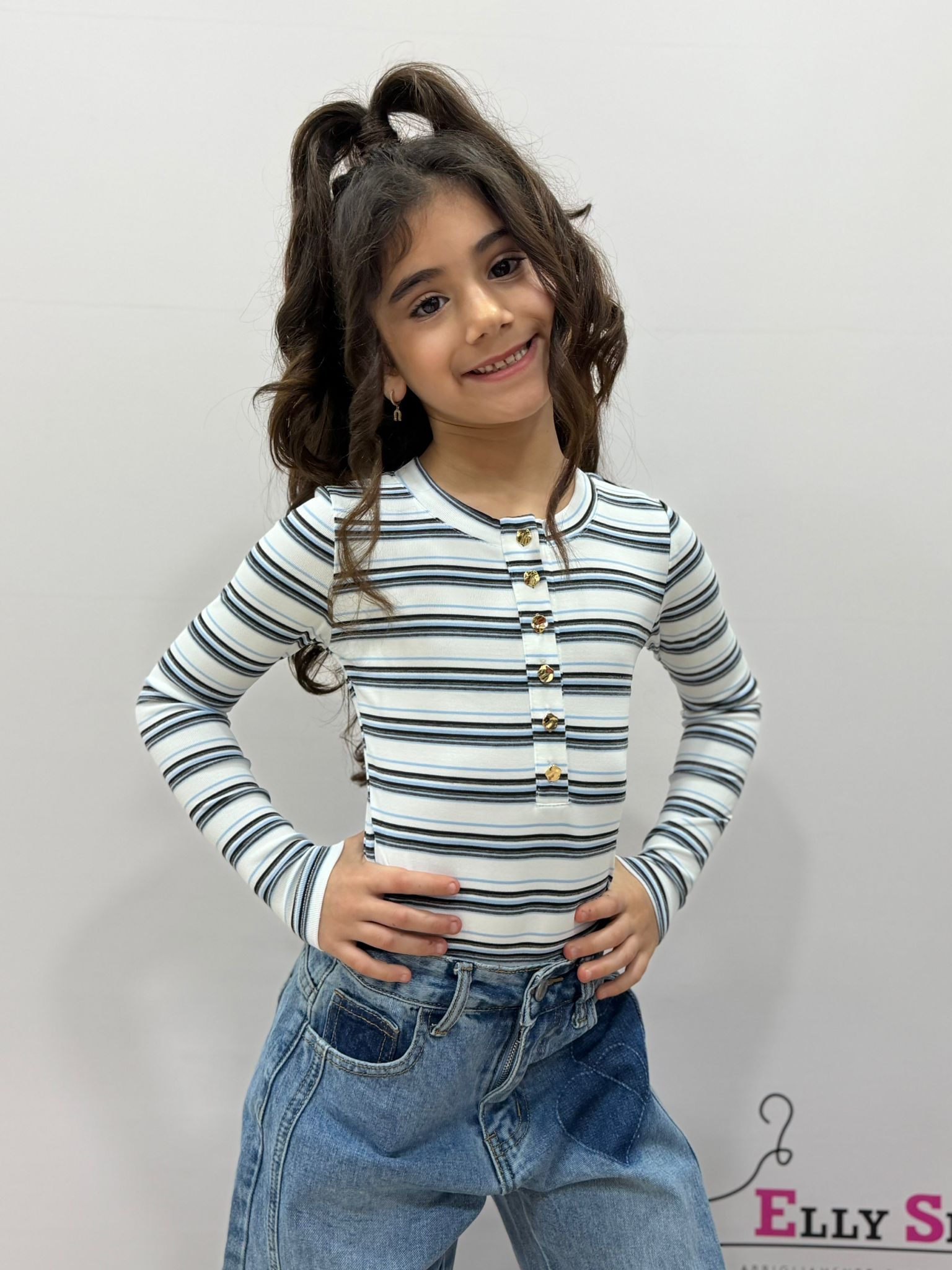 Body bambina a righe manica lunga casual