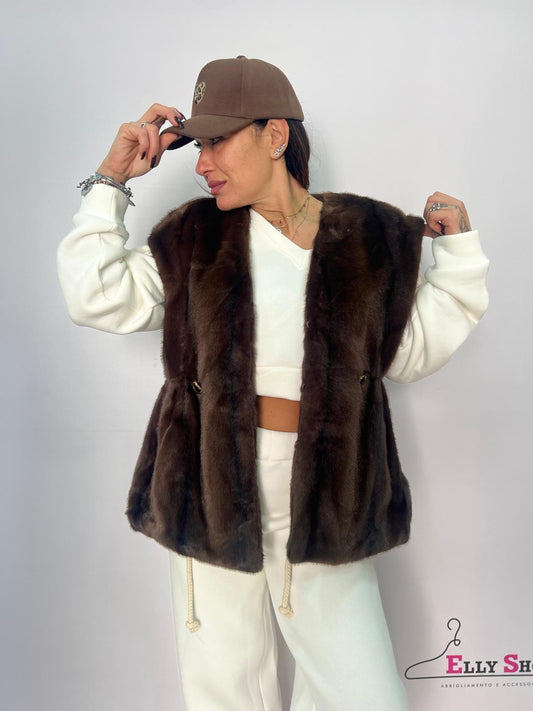 Gilet ecopelliccia marrone donna – caldo e versatile